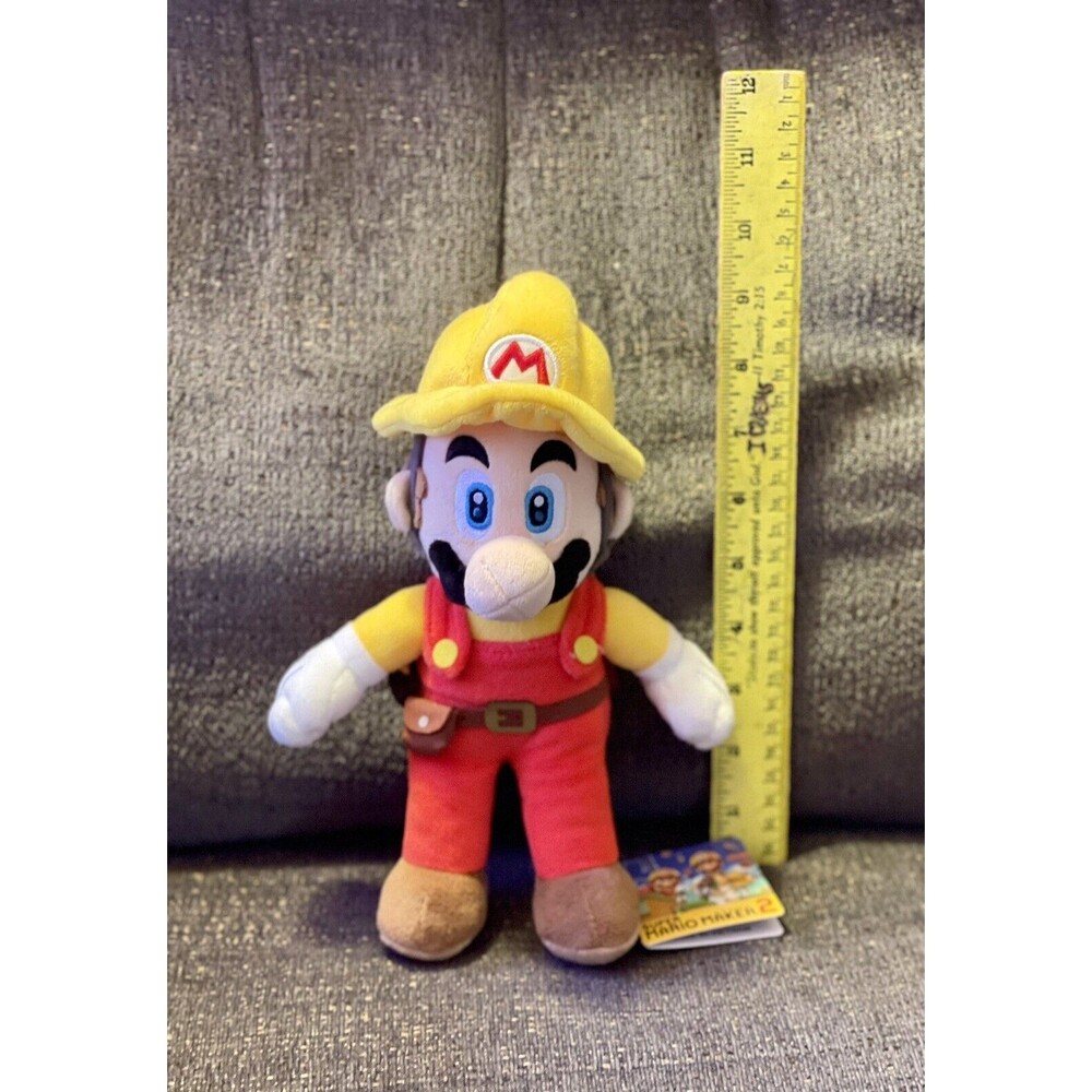 New Builder Mario Plush 10” Super Mario Maker 2 Little Buddy 1731 With Tags - Picture 2 of 5